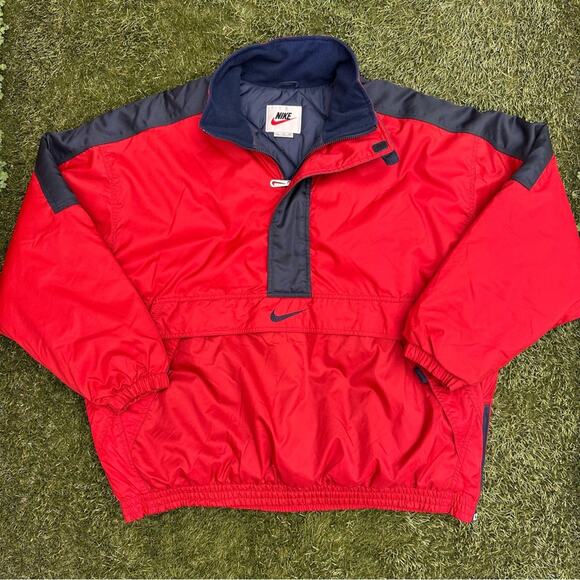 Vintage Nike 90s Y2K Center Swoosh Insulated Half Zip Anorak Popover Jacket XL